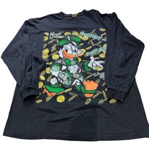 Vintage 90s Scrooge mcduck deer‎ town men’s long sleeve black 4XL